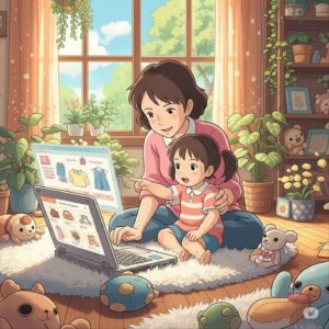 디지털소비를 집에서 즐기는 엄마와 딸